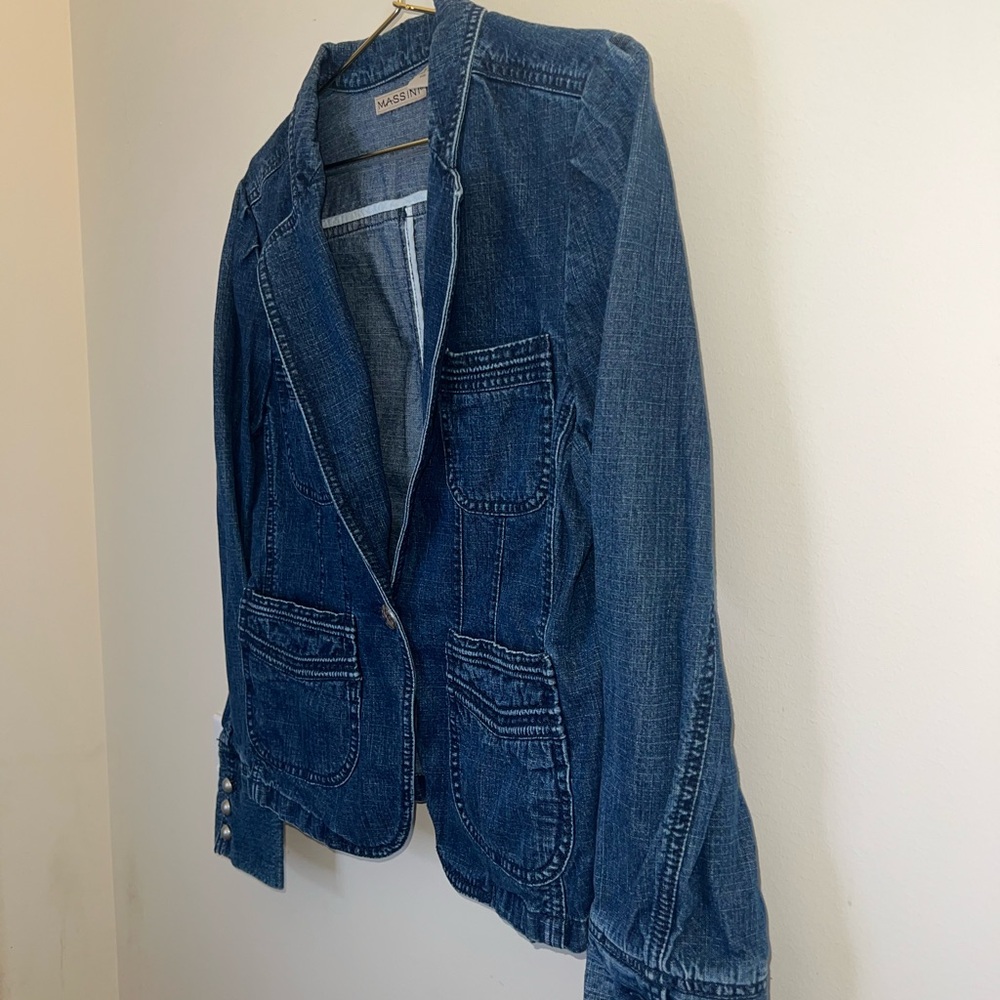 Y2K Massini Denim Blazer Jacket Fitted Jean Jacket Size M - Picture 3 of 11